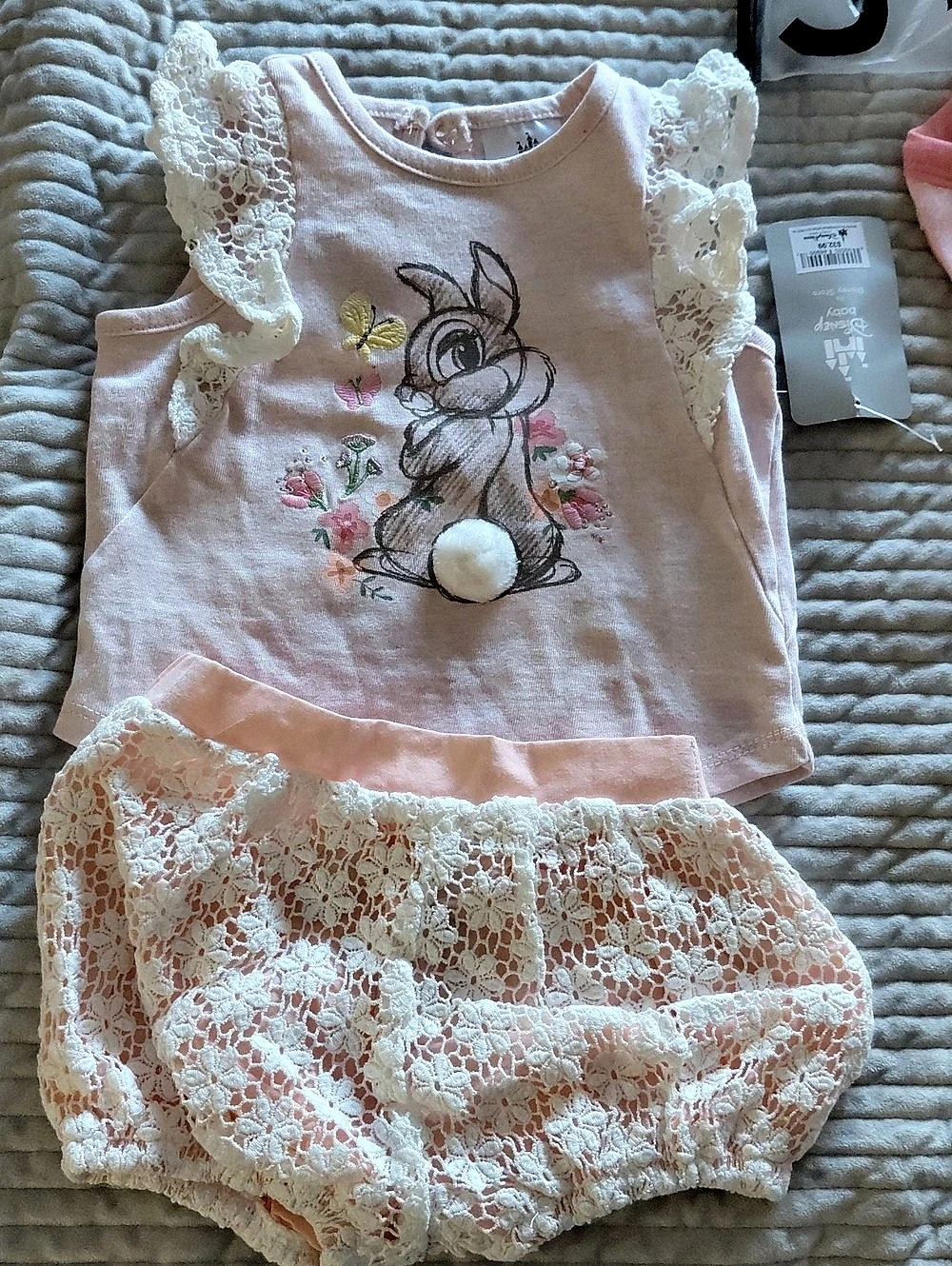 Disney Bunny Lace Matching Set Baby 9-12M NWT